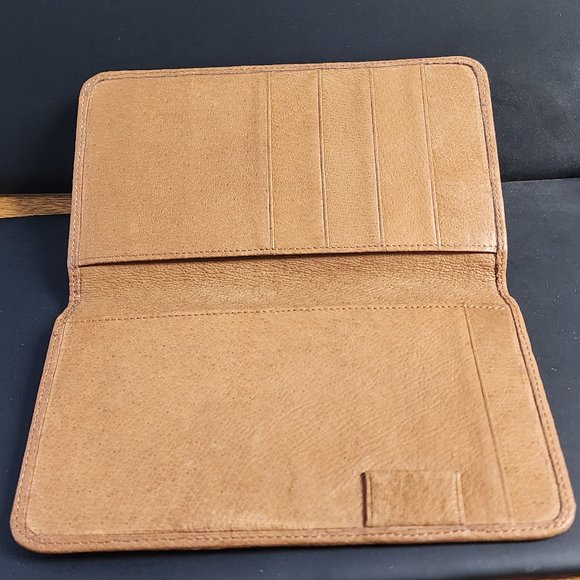 Tan Leather Wallet with Embroidered Elk Design - Picture 2 of 3